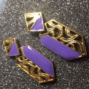 Vintage Purple and gold enamel earring